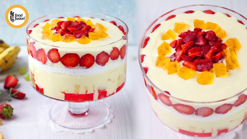 Strawberry Fruit Custard Trifle - Eid Special Dessert – Food Fusion - Pakistani's No 1 Quick Recipe 